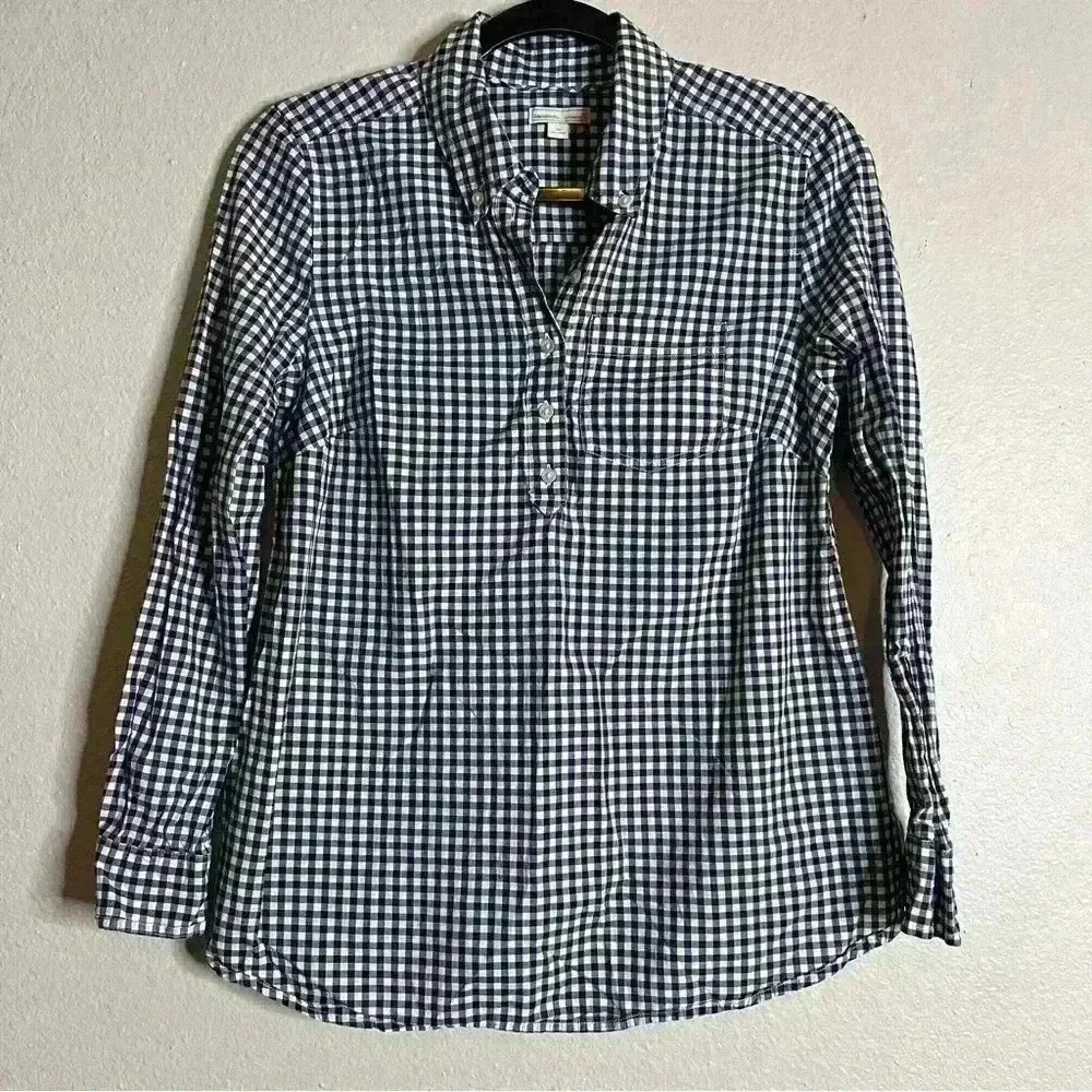 Gap Maternity Fitted Boyfriend Oxford Shirt XS Blue White Checked Gingham 212K - Picture 1 of 3